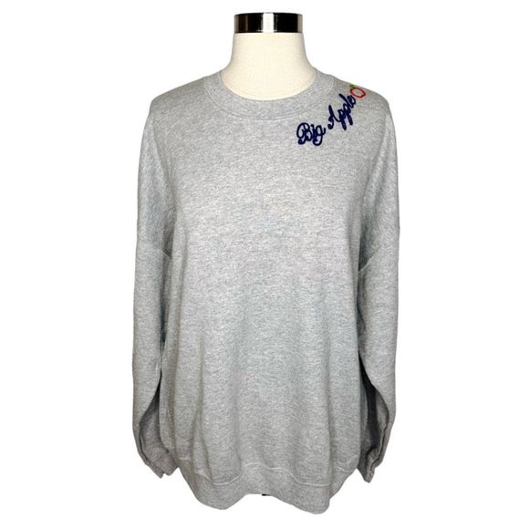 Project Social T Big Apple Embroidered Crew Neck - Size Large - Picture 2 of 6